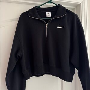 Nike Black Cropped Half-Zip Pullover phoenix Sweatshirt